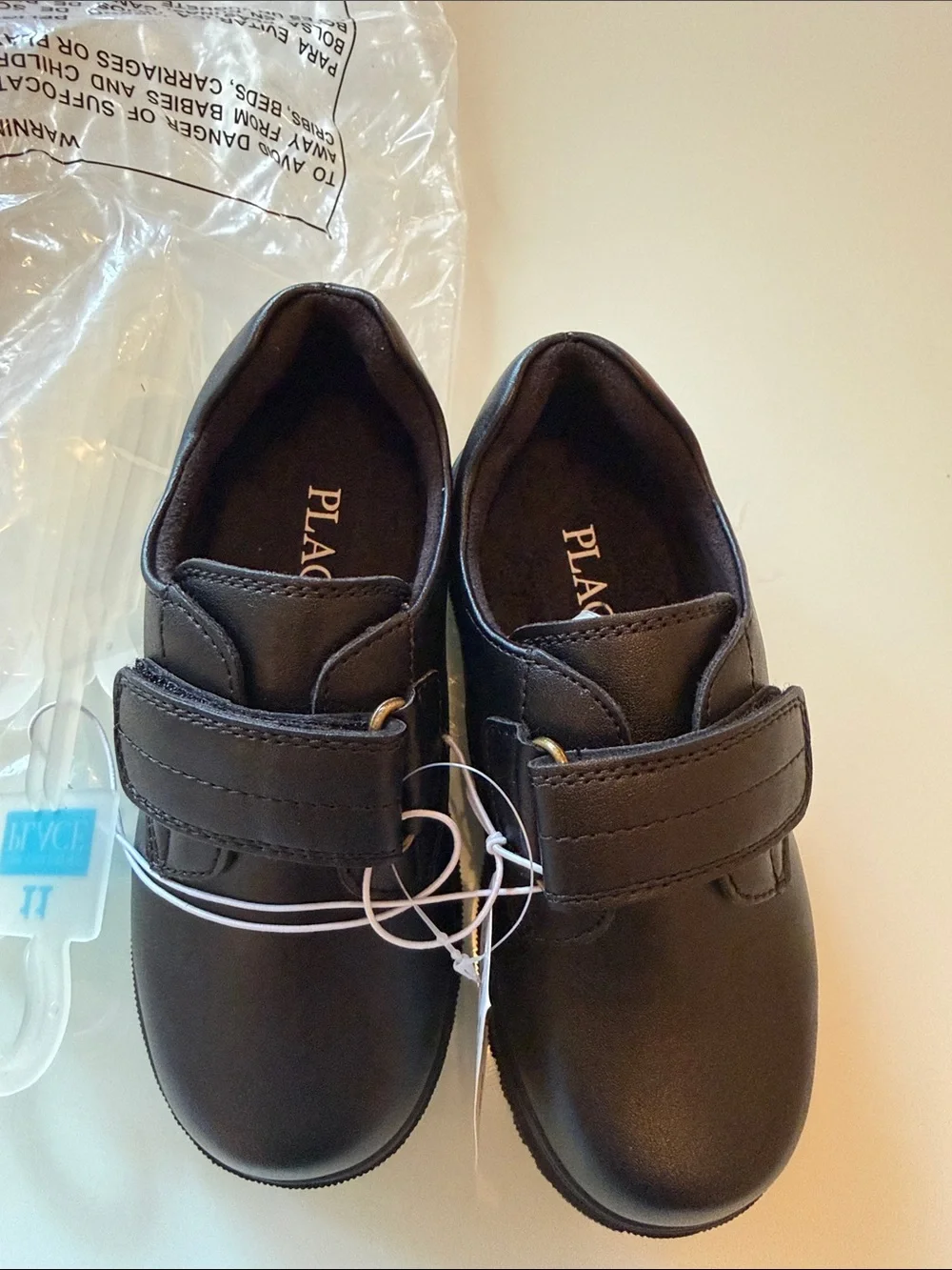 The Children's Place Black School Dress Shoes with Velcro Strap